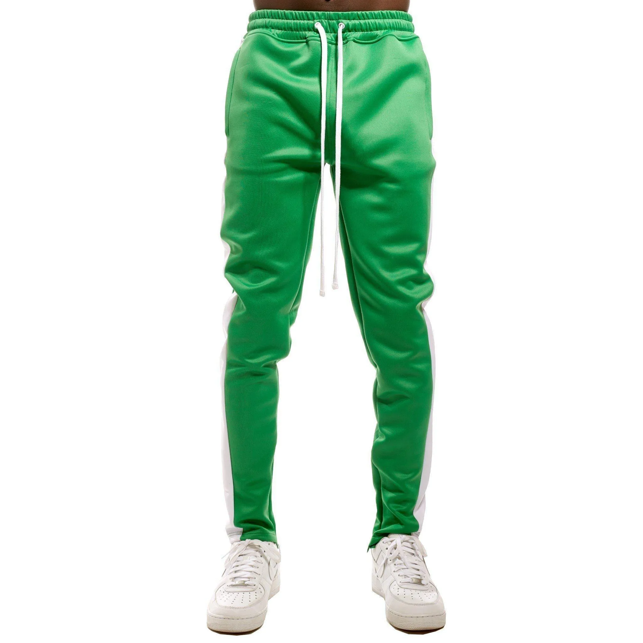 401 Green Track Pants - White Stripe